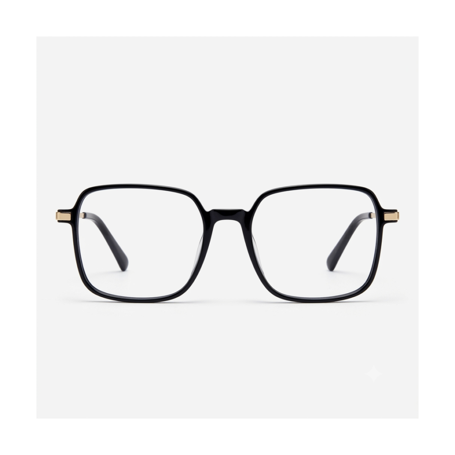 Gafas Cuadrada Negra Dorada — montura de moda premium | Aeon Lifestyle