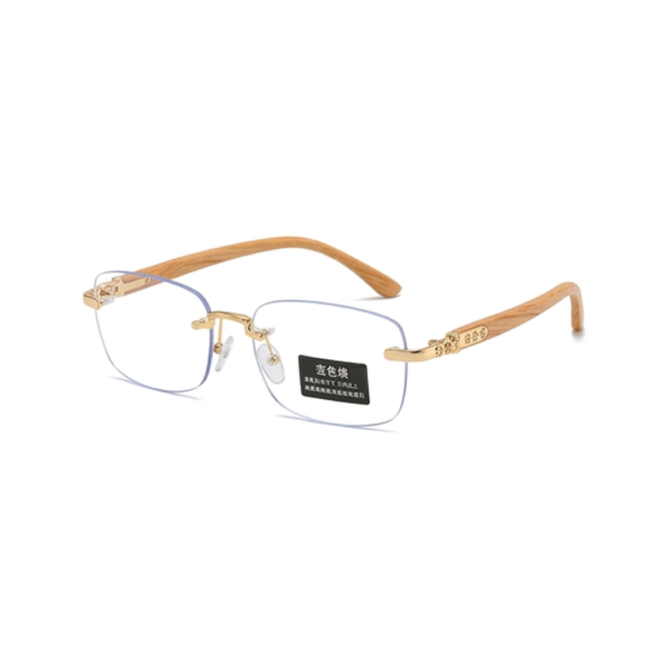 Gafas Sin Marco Dorada Madera — montura de moda premium | Aeon Lifestyle