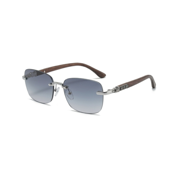 Gafas Sin Marco Plateada Madera Azul — montura de moda premium | Aeon Lifestyle