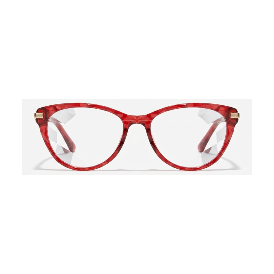 Gafas Cat-Eye Roja Facetada — montura de moda premium | Aeon Lifestyle