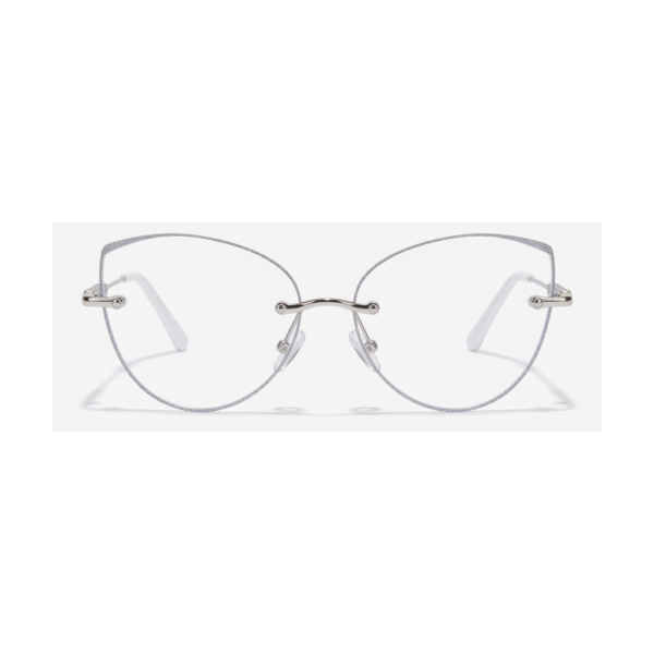 Gafas Cat-Eye Rimless Plateada Glitter — montura de moda premium | Aeon Lifestyle